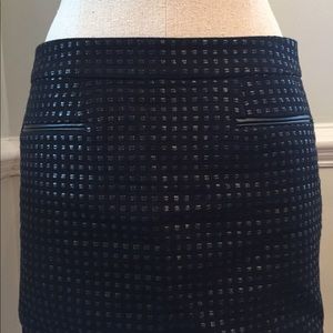 GAP Black Skirt w Leather Check Weave and Trim